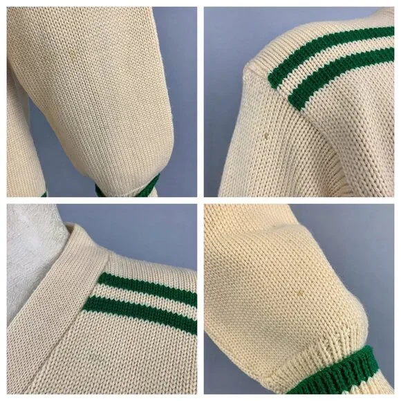 Vintage 50’s Queen of Peace Wool Cardigan Varisty Ivory/Cream Green - Picture 8 of 8